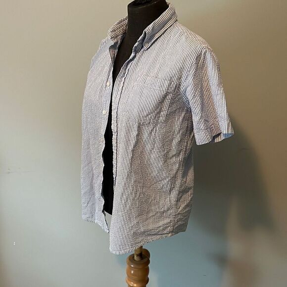 Talbots Kids Light Blue And White Striped Short Sleeve Button-Down Shirt Size 12 - Picture 4 of 8